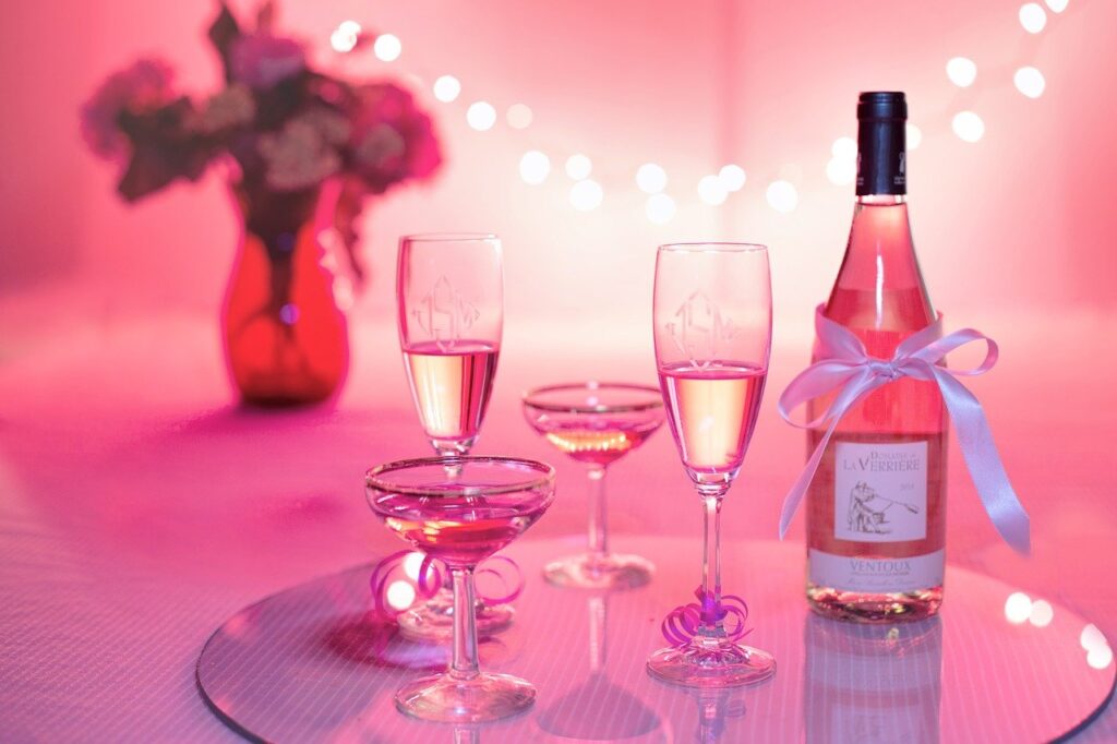 pink wine, champagne, celebration